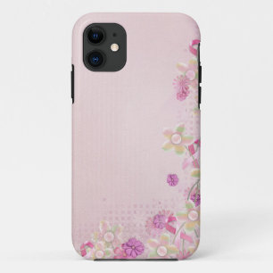 Capa Para iPhone 11 Fita rosa e flores