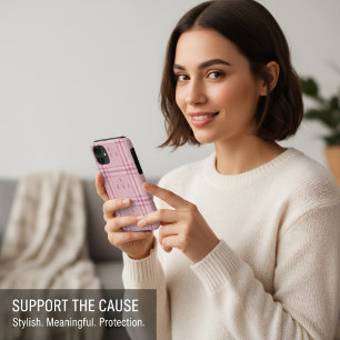 Capa Para iPhone 11 Fita Rosa Xadrez Apoio à Conscientização do Câncer