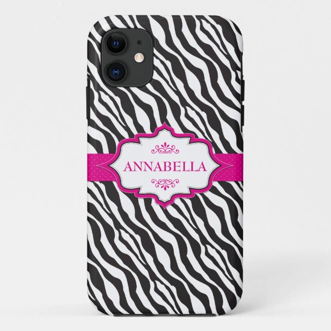 Capa Para iPhone 11 Fita Zebra Rosa (Verso)