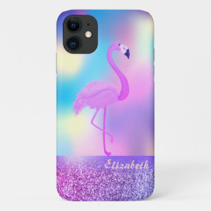 Capa Para iPhone 11 Flamingo Holográfico Rosa-Na moda Moderno