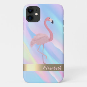 Capa Para iPhone 11 Flamingo Rosa Moderno Holográfico Abstrato