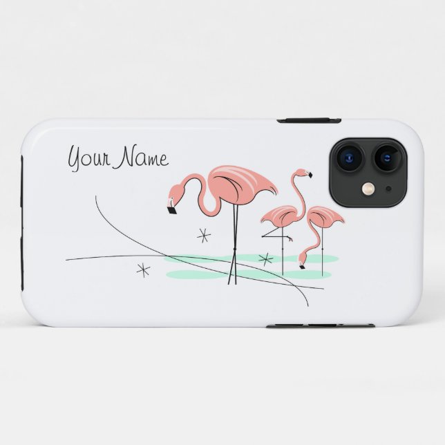 Capa Para iPhone 11 Flamingos Ocean Trio 3 'Name' iPhone 11 hard (Verso (horizontal))