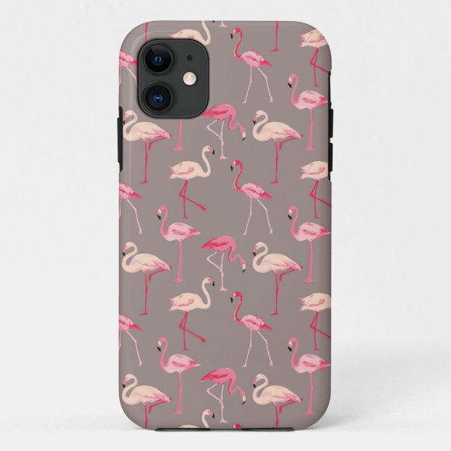 Capa Para iPhone 11 Flamingos retros (Verso)