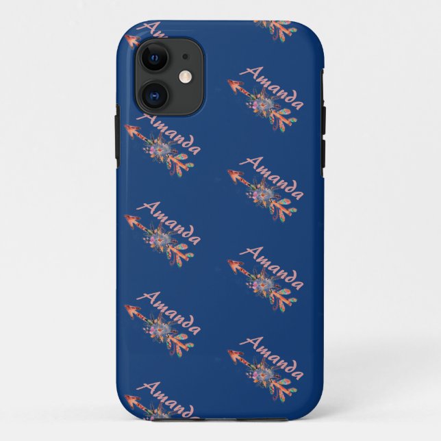 Capa Para iPhone 11 Flechas florais personalizadas  (Verso)
