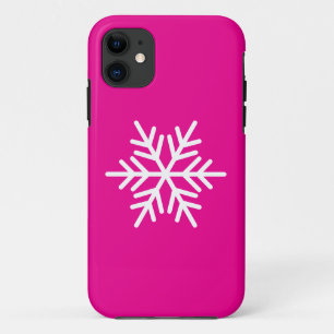 Capa Para iPhone 11 Floco de Neve Nórdico Branco Moderno em Rosa Vibra