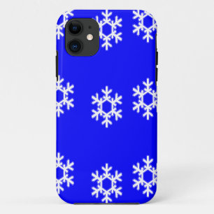 Capa Para iPhone 11 Flocos de neve brancos em azul