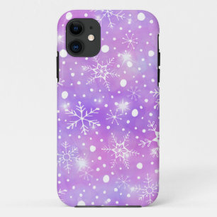 Capa Para iPhone 11 Flocos de neve e estrelas cor-de-rosa Dreamy
