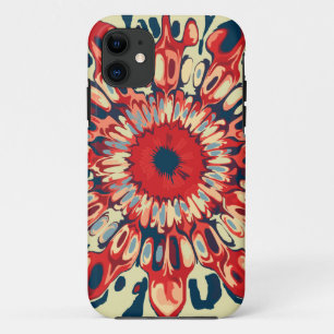 Capa Para iPhone 11 FLOR abstrata do SOL - azul vermelho + seu backgr.