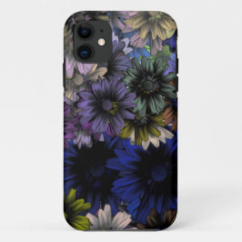 Capa Para iPhone 11 Flor azul e laranja