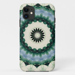 Capa Para iPhone 11 Flor Branca e Mandala Azul Cerúleo