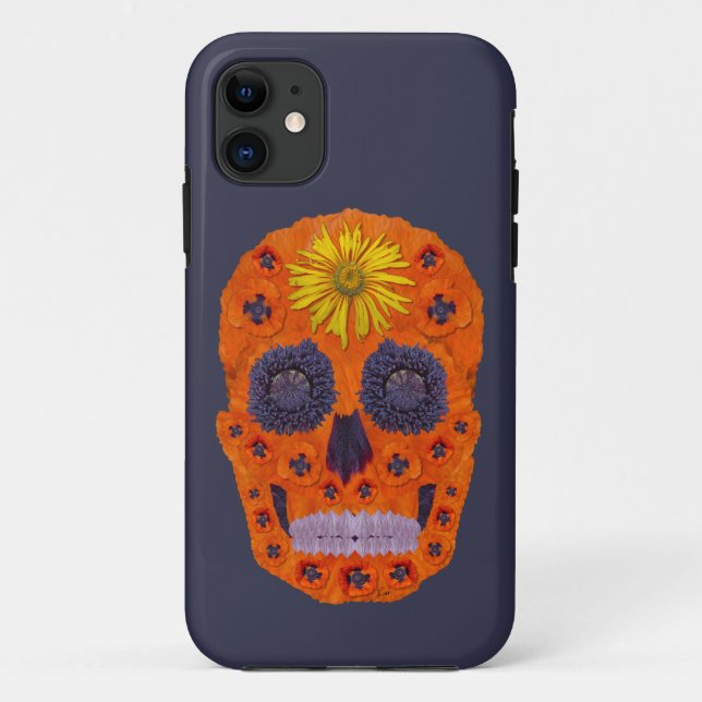 Capa Para iPhone 11 Flor - Caveira 1 (Verso)