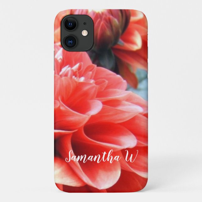 Capa Para iPhone 11 Flor Coral Rosa Dahlia (Verso)