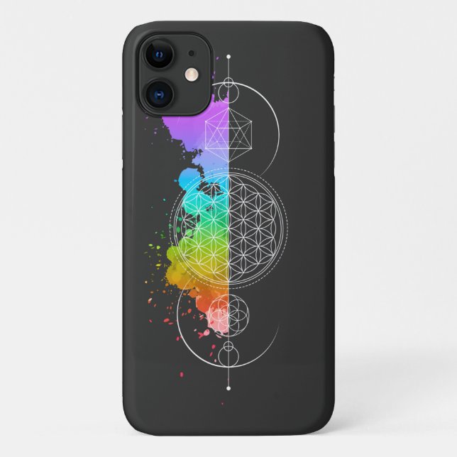 Capa Para iPhone 11 Flor da vida - Geometria sagrada - Lua - IPhone (Verso)