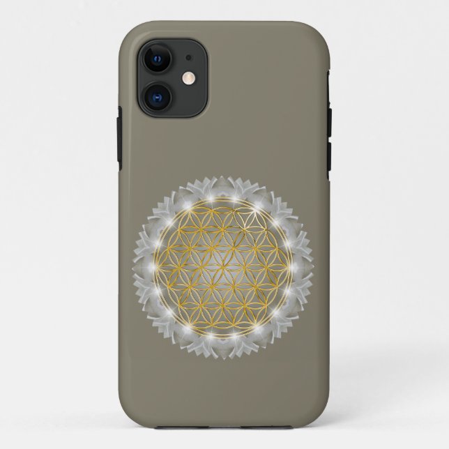 Capa Para iPhone 11 FLOR DA VIDA - Luz geométrica sagrada 1 (Verso)