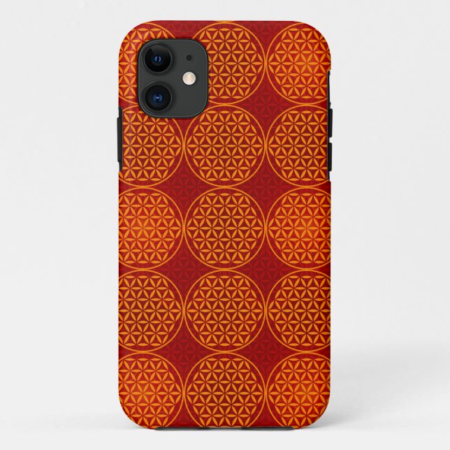 Capa Para iPhone 11 Flor da vida - padrão do selo - vermelho laranja (Verso)