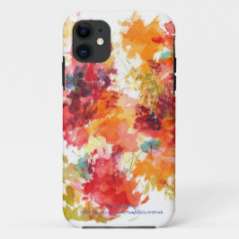 Capa Para iPhone 11 Flor de Aquarela Pintura Vermelha Laranja Quebra