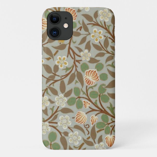 Capa Para iPhone 11 Flor de Botânica Trevo de William Morris (Verso)