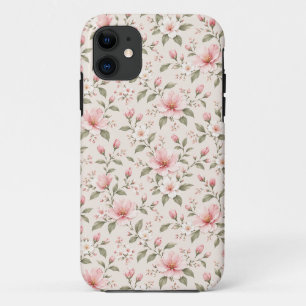 Capa Para iPhone 11 Flor de Cerejeira Rosa Suave Padrão Floral Sem Cos