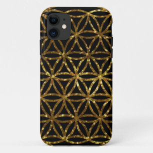 Capa Para iPhone 11 Flor de Espumação Dourada da Vida   geometria C 
