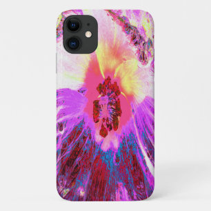 Capa Para iPhone 11 Flor de Hibisco Cores de Arco-íris Psicodélico Tri