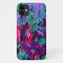 Capa Para iPhone 11 Flor de Jardim Vermelho, Púrpura e Rosa Dramática