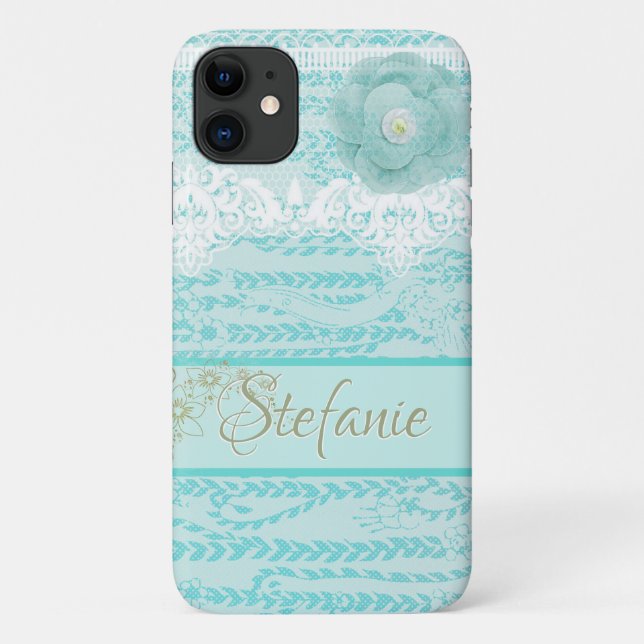 Capa Para iPhone 11 Flor de lacre azul (Verso)