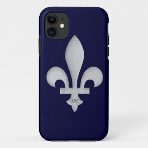 Capa Para iPhone 11 Flor de lis de prata no exemplo da case mate do