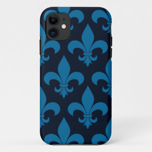 Capa Para iPhone 11 Flor de lis do azul francês