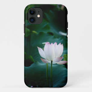 Capa Para iPhone 11 Flor de Lotus branco elegante