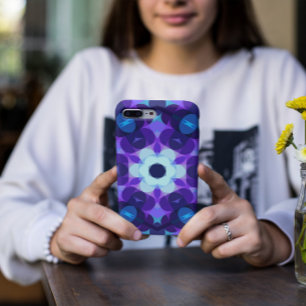 Capa Para iPhone 11 Flor de Mandala, Azul e Púrpura