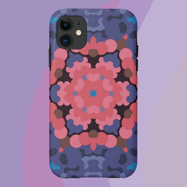 Capa Para iPhone 11 Flor de mandala azul e rosa (Criador carregado)