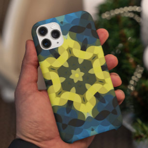 Capa Para iPhone 11 Flor de Mandala Retroativa Amarelo e Azul