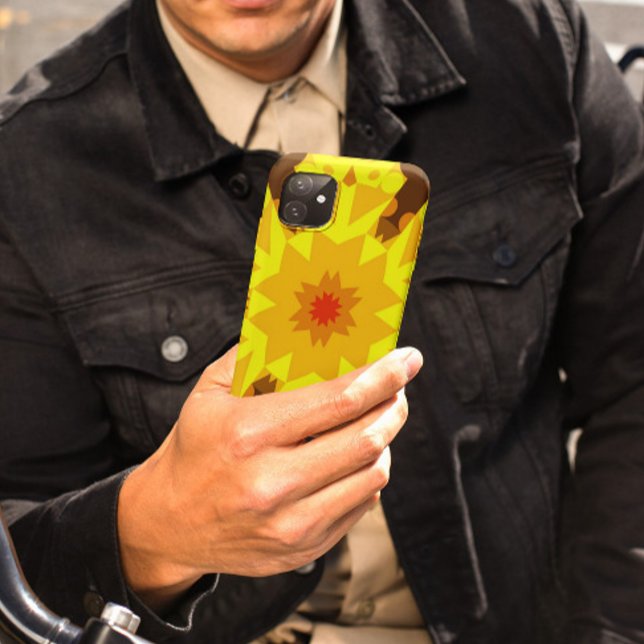 Capa Para iPhone 11 Flor de Mandala Retroativa Laranja e Amarelo (Criador carregado)