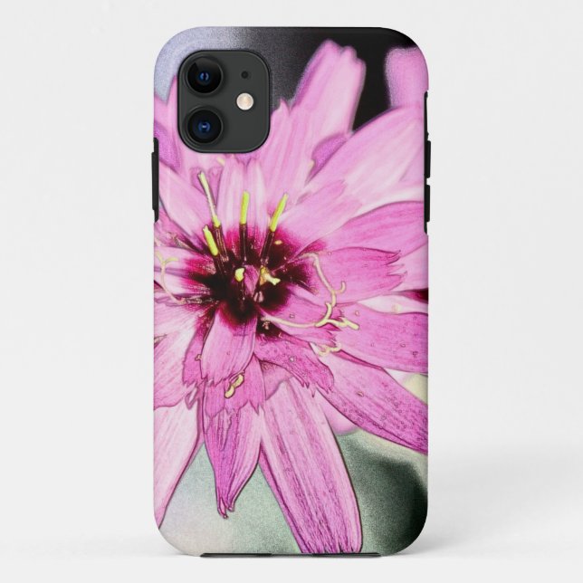 Capa Para iPhone 11 Flor de margarida rosa. Fotografia floral. (Verso)