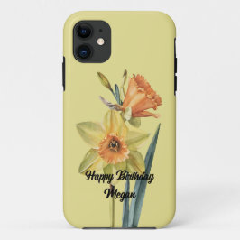 Capa Para iPhone 11 Flor de Nascimento do Daffodil Março com Nome Pers