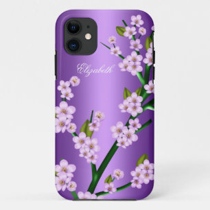 Capa Para iPhone 11 Flor de Rosa Roxa iPhone 5 Elegante Clássico