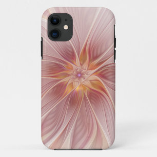 Capa Para iPhone 11 Flor de Sono Floral de Cor Rosa Mole Abstrato