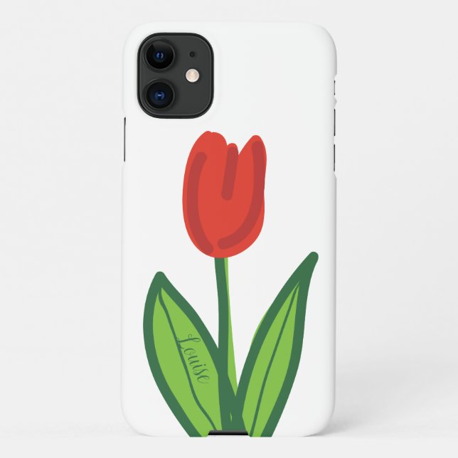 Capa Para iPhone 11 Flor de tulipa vermelha personalizada Zazzle Smart (Verso)