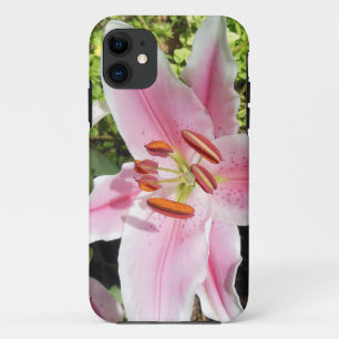 Capa Para iPhone 11 Flor do lírio cor-de-rosa e branco