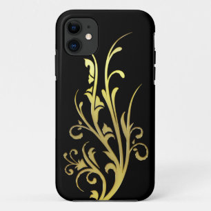 Capa Para iPhone 11 Flor Dourada abstrato Luxury Faux