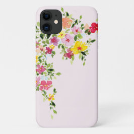 Capa Para iPhone 11 Flor floral cor-de-água rosa esbranquiçada