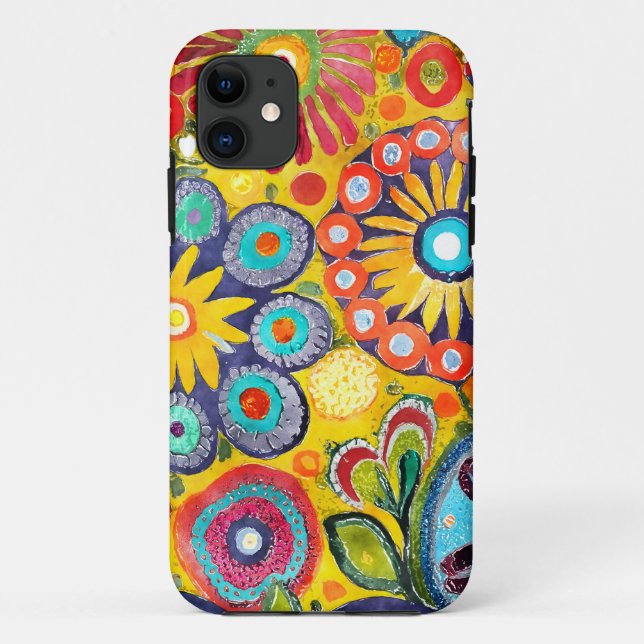 Capa Para iPhone 11 Flor Hippie Divertido Padrão (Verso)