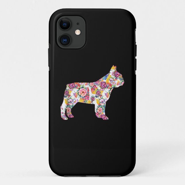 Capa Para iPhone 11 Flor Patterno francês Bulldog francês Lover Gift (Verso)