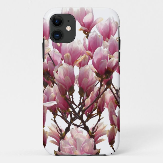 Capa Para iPhone 11 Flor-Primavera de-Magnolias Rosa (Verso)