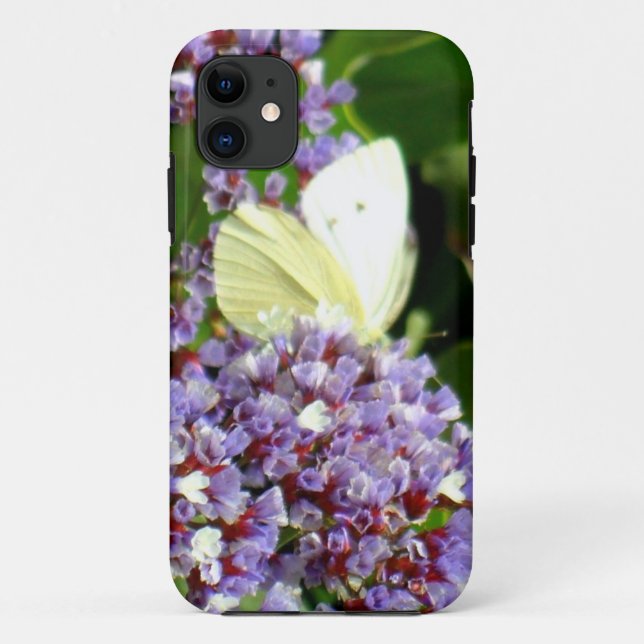 Capa Para iPhone 11 Flor Roxa e Borboleta (Verso)