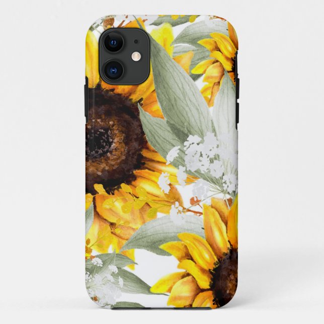 Capa Para iPhone 11 Flor Rústico Rústico Amarelo (Verso)