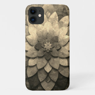 Capa Para iPhone 11 Flor Texturizada com Mandala, Ouro antigo