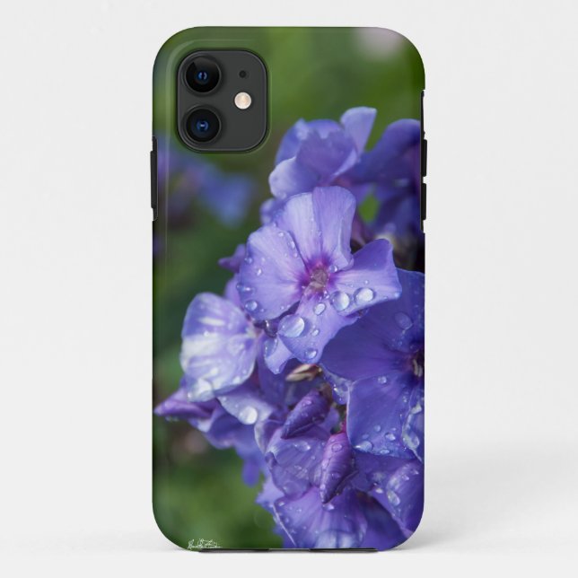 Capa Para iPhone 11 flor violeta com orvalhar da manhã (Verso)