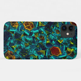 Capa Para iPhone 11 Flor virtual em azul gradiente, estilhaçada