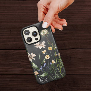 Capa Para iPhone 11 Florais Botânicos Vintage Watercolor + Monograma